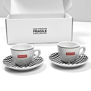 Supreme IPA Porcellane Aosta Espresso Set Of 2 Black And White Rare ✅ Authentic